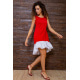 Летнее платье с рюшей, красного цвета, 167R100-2