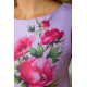 Короткое льняное платье, с цветами Пионы, цвет Сиреневый, 172R018-1