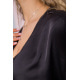 Сатинова сукня з V-подібним вирізом, чорного кольору, 115R0463-3
