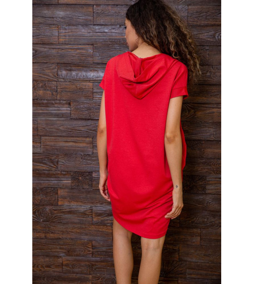 Літня сукня-туніка, червоного кольору з принтом, 167R1-8