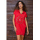 Летнее платье-туника, красного цвета с принтом, 167R1-8