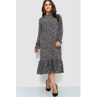 Платье шифоновое с принтом, цвет черный, 204R201-1