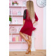 Нарядна міні-сукня, бордового кольору з гіпюровими вставками, 172R38-1