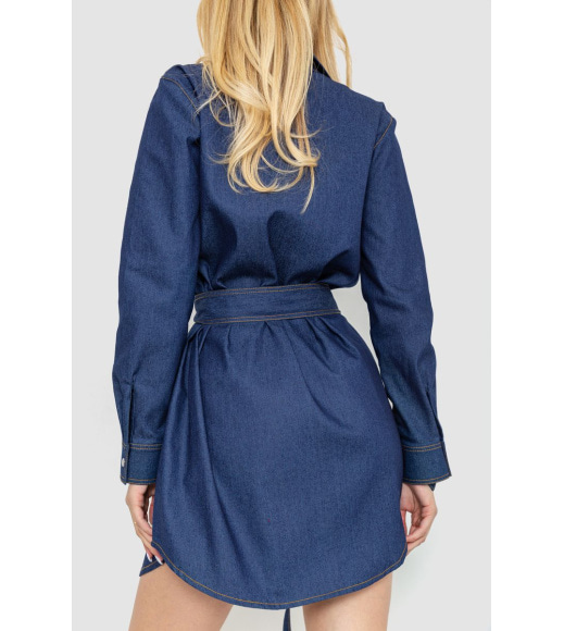 Платье-рубашка с поясом, цвет темно-синий, 102R342