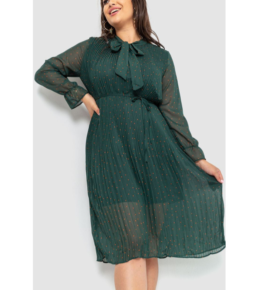 Платье шифоновое, цвет темно-зеленый, 204R721-1