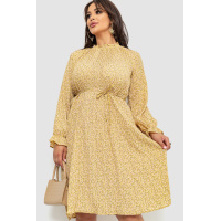 Платье шифоновое свободного кроя, цвет горчичный, 204R701-1