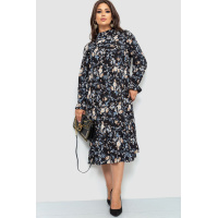 Платье шифоновое с принтом, цвет черно-бежевый, 204R201-1