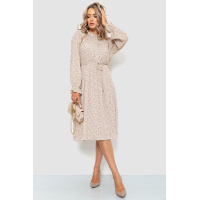 Платье свободного кроя шифоновое, цвет бежево-коричневый, 204R701