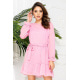 Короткое шифоновое платье с поясом, розового цвета, 153R2163