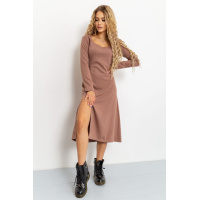 Платье в рубчик, цвет бежевый, 176R1046