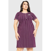 Платье повседневноев клетку, цвет бордовый, 231R6616