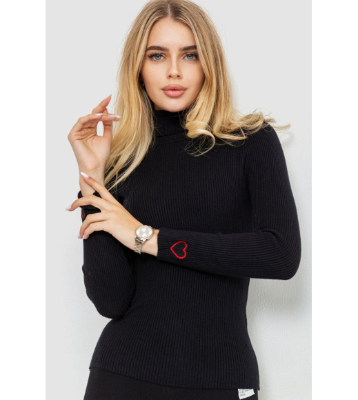 Гольф женский в рубчик, цвет черный, 204R051