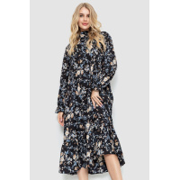 Платье свободного кроя с цветочным принтом, цвет черно-бежевый, 204R201