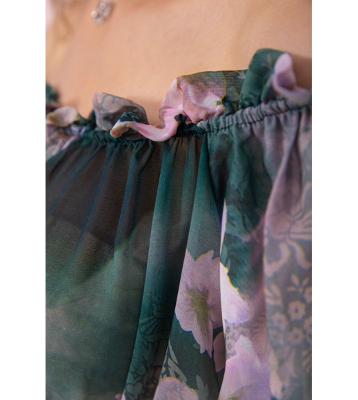 Мини-платье с цветочным принтом, мятного цвета, 167R306-10