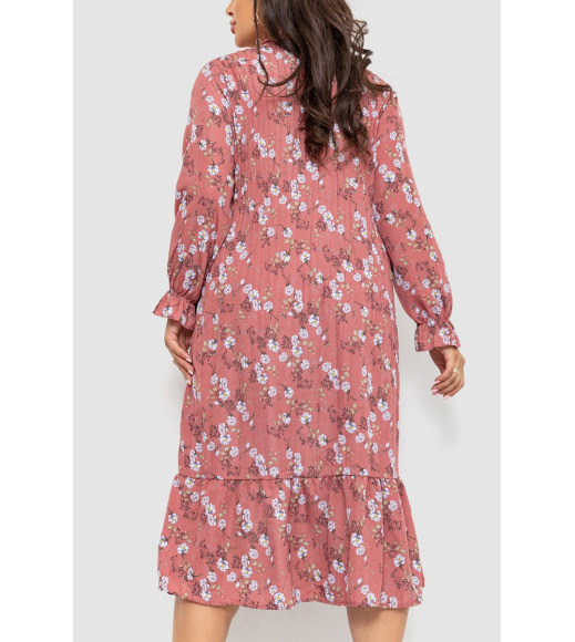 Платье шифоновое с принтом, цвет сливовый, 204R201-1