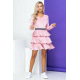 Велюровое платье, с пышной юбкой, розового цвета, 153R2127