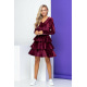 Велюрова сукня, з пишною спідницею, бордового кольору, 153R2127