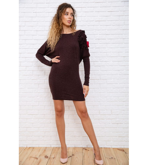 Шерстяное приталенное платье, коричневого цвета, 167R147-1