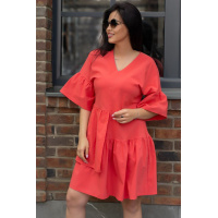 Платье свободного кроя, кораллового цвета, 183R0050