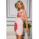 Коротка лляна сукня, з квітами Півонії, колір Персиковий, 172R018-1