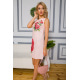 Короткое льняное платье, с цветами Пионы, цвет Персиковый, 172R018-1