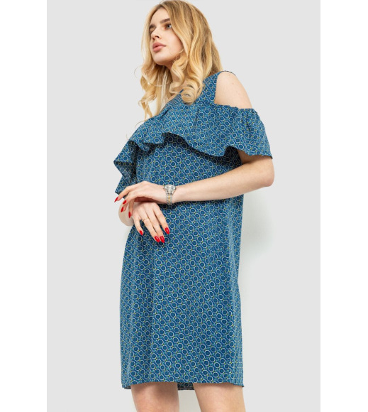 Сукня з принтом, колір синьо-зелений, 230R24-3