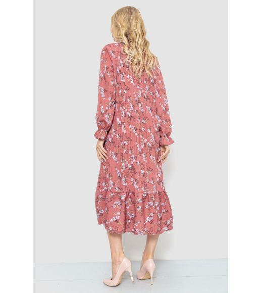 Платье свободного кроя с цветочным принтом, цвет сливовый, 204R201