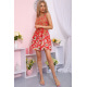 Летнее платье, кораллового цвета в цветочный принт, 167R304-10