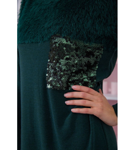 Утепленное платье свободного кроя, цвет Темно-зеленый, 167R792