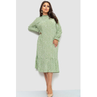Платье шифоновое с принтом, цвет оливковый, 204R201-1
