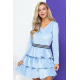 Велюрова сукня, з пишною спідницею, голубого кольору, 153R2127