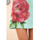 Коротка лляна сукня, з квітами Півонії, колір М'ятний, 172R018-1