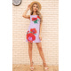 Короткое платье из льна, с цветами Маки, цвет Сиреневый, 172R019-1