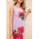 Коротка сукня з льону, з квітами Маки, колір Бузковий, 172R019-1