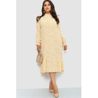 Платье шифоновое с принтом, цвет молочно-горчичный, 204R201-1