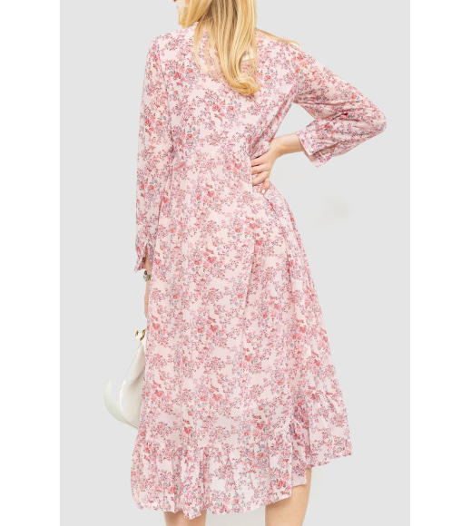 Платье шифоновое на подкладке, цвет розовый, 214R9002