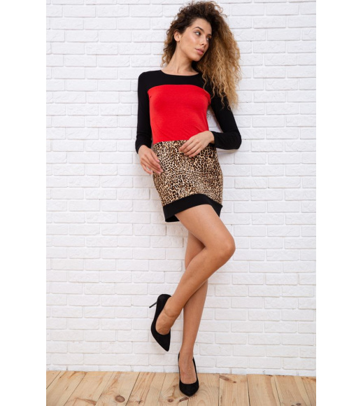 Міні-сукня з принтом, колір Чорно-червоний, 167R177-1