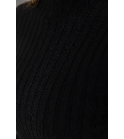 Стильний жіночий гольф у рубчик, колір чорний, 221R8868-1