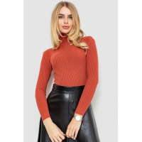 Гольф женский в рубчик, цвет темно-коралловый, 204R047