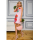 Короткое платье из льна с цветами Маки цвет Розовый 172R019-1