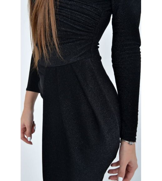 Платье женское черное, вечернее блестящее 112R011-459