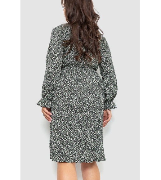 Сукня вільного крою шифонова, колір чорно-зелений, 204R701-1