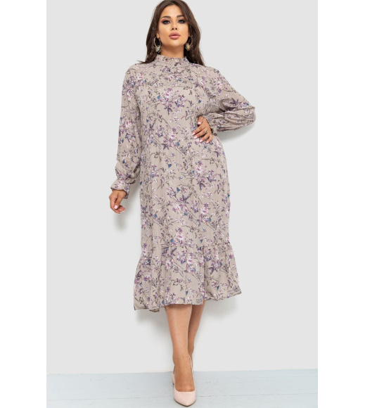 Сукня шифонова з принтом, колір мокко, 204R201-1