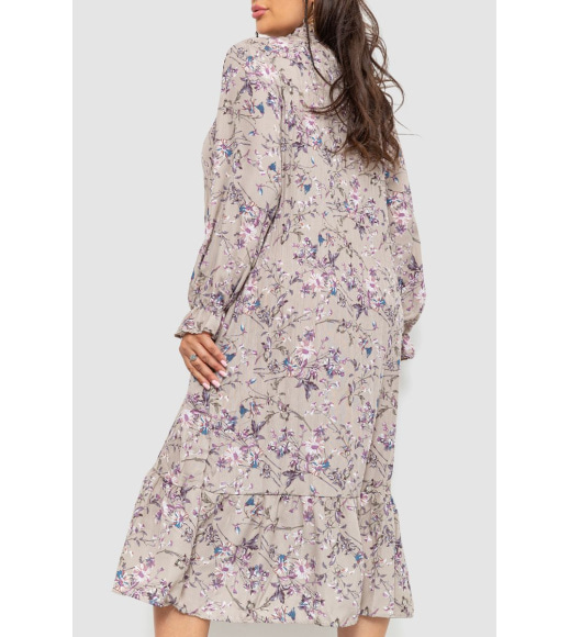 Сукня шифонова з принтом, колір мокко, 204R201-1