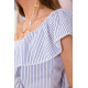 Полосатое платье с поясом, бело-синего цвета, 153R016