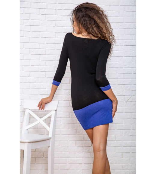 Міні-сукня з рукавом 3/4, чорно-синього кольору, 167R154