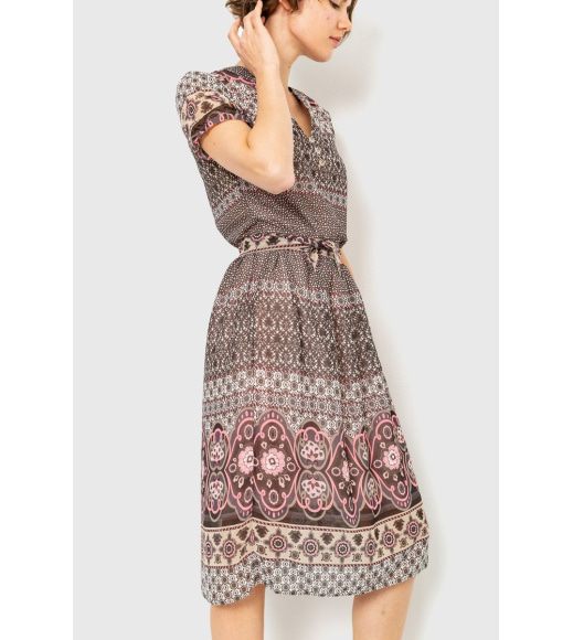 Сукня різнокольорова, колір коричневий, 230R006-13