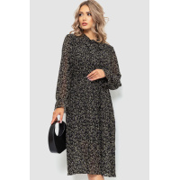 Платье шифоновое свободного кроя, цвет черно-зеленый, 204R721