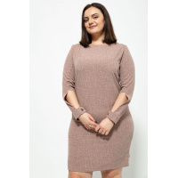 Короткое платье батал, коричневого цвета, 102R083