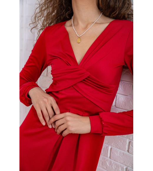 Мини-платье с V-образным вырезом, красного цвета, 167R050-2